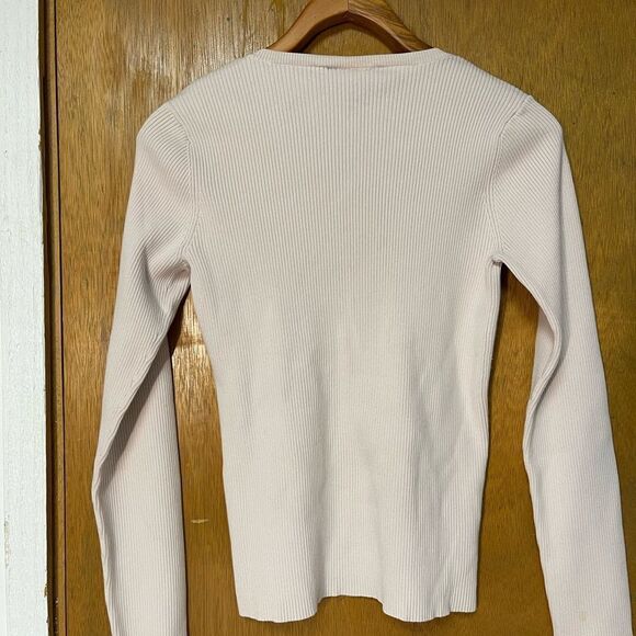Polo jeans co ralph lauren light pink ribbed V-neck long sleeve - Picture 3 of 8
